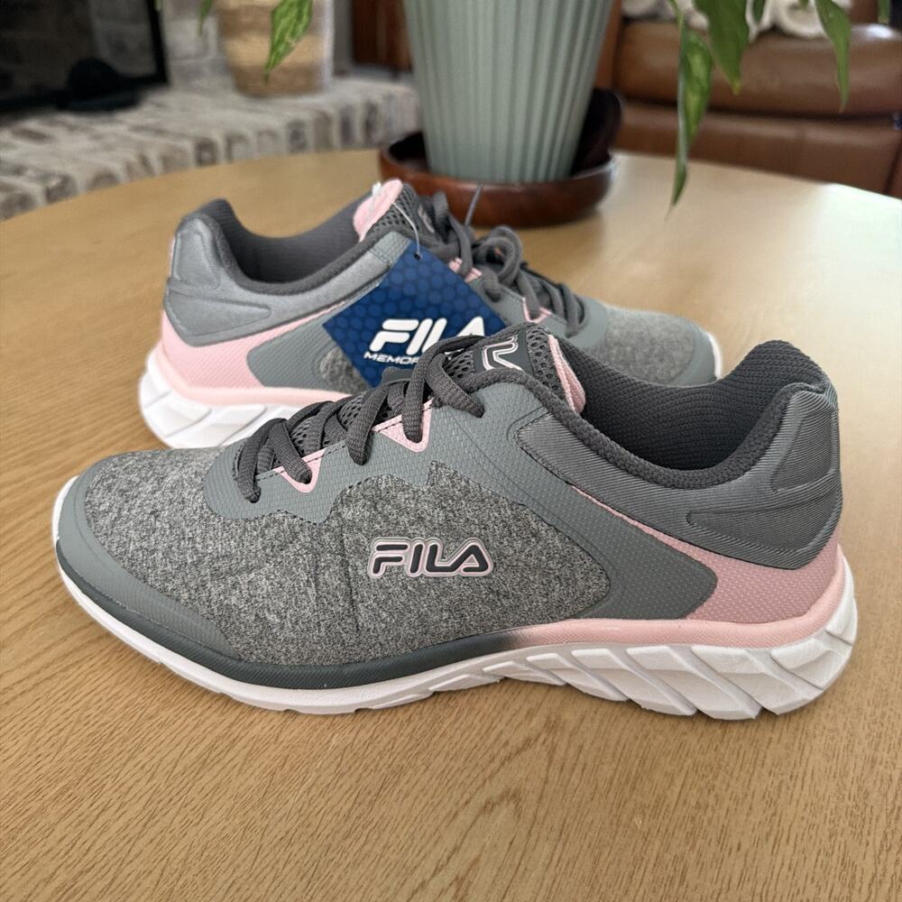 Fila Memory Womens 8.5 Gray Pink Running Shoe 5RM00578-262